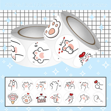 comes with 2 rolls of cat paw stickers