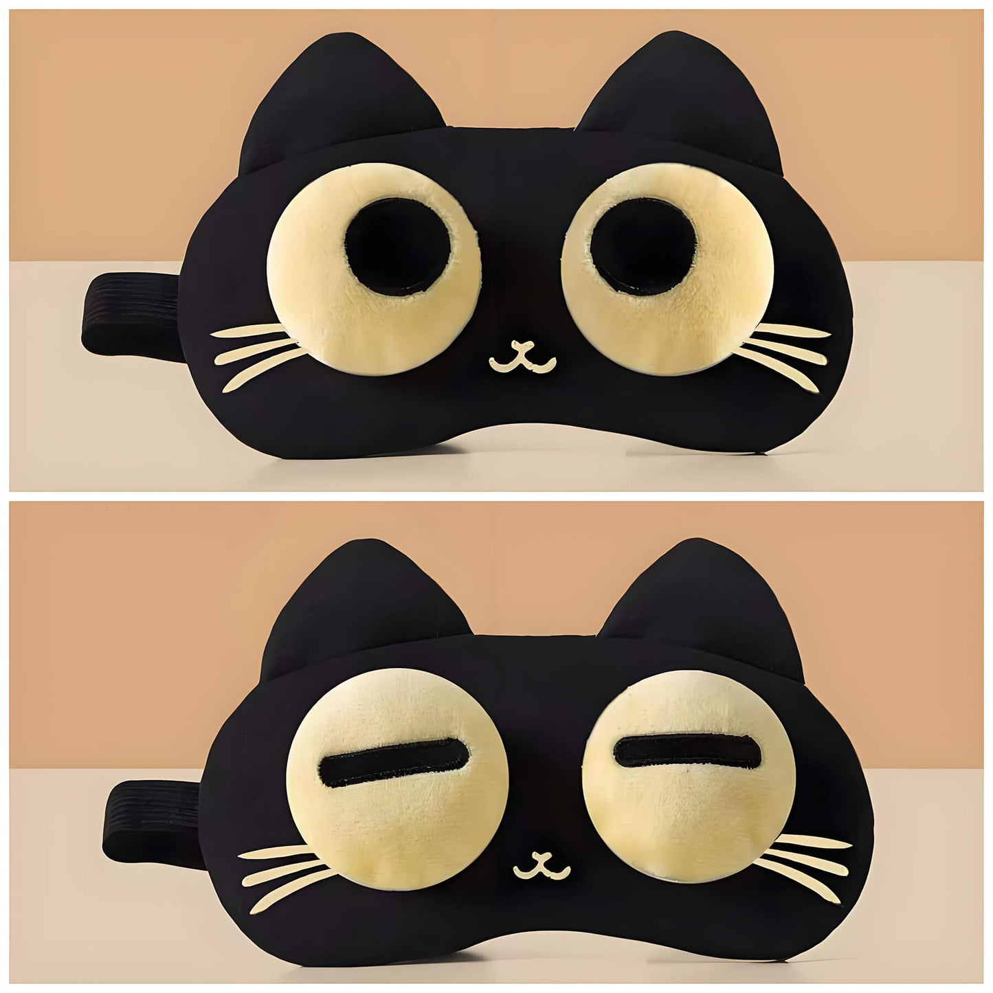 2 pattern 3d cat eye masks: eyes open and squint