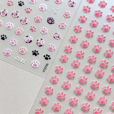 3d cat paw stickers colored pink white black