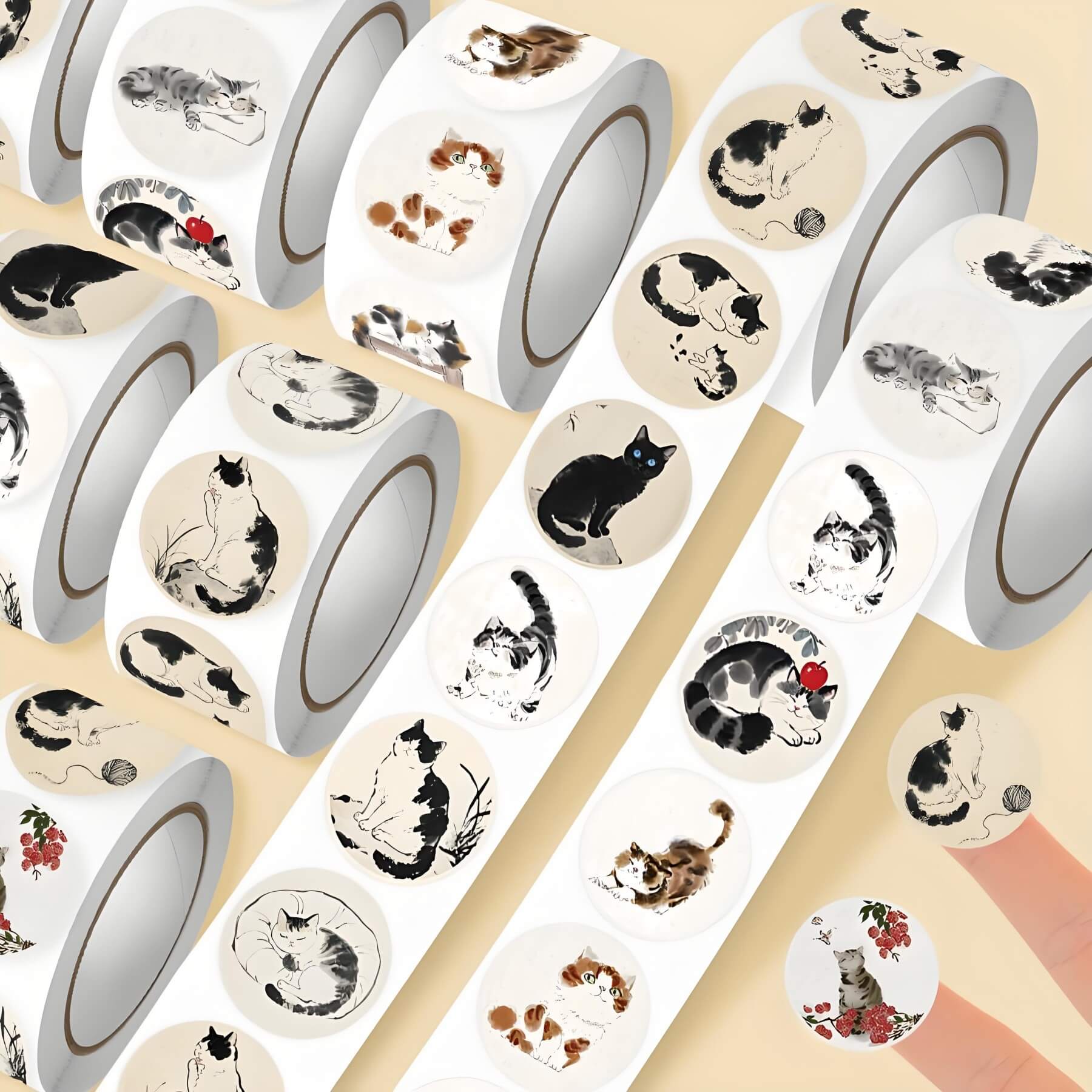 special Chinese traditional cat painting stickers