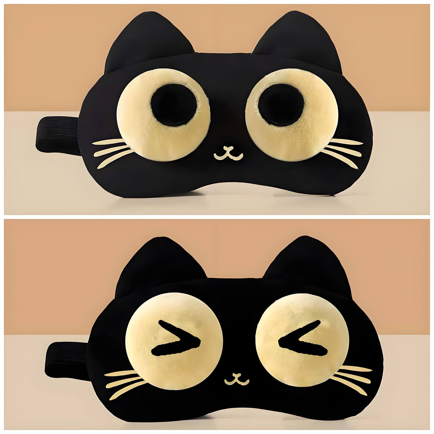 2 pattern 3d cat eye masks: eyes open and closed