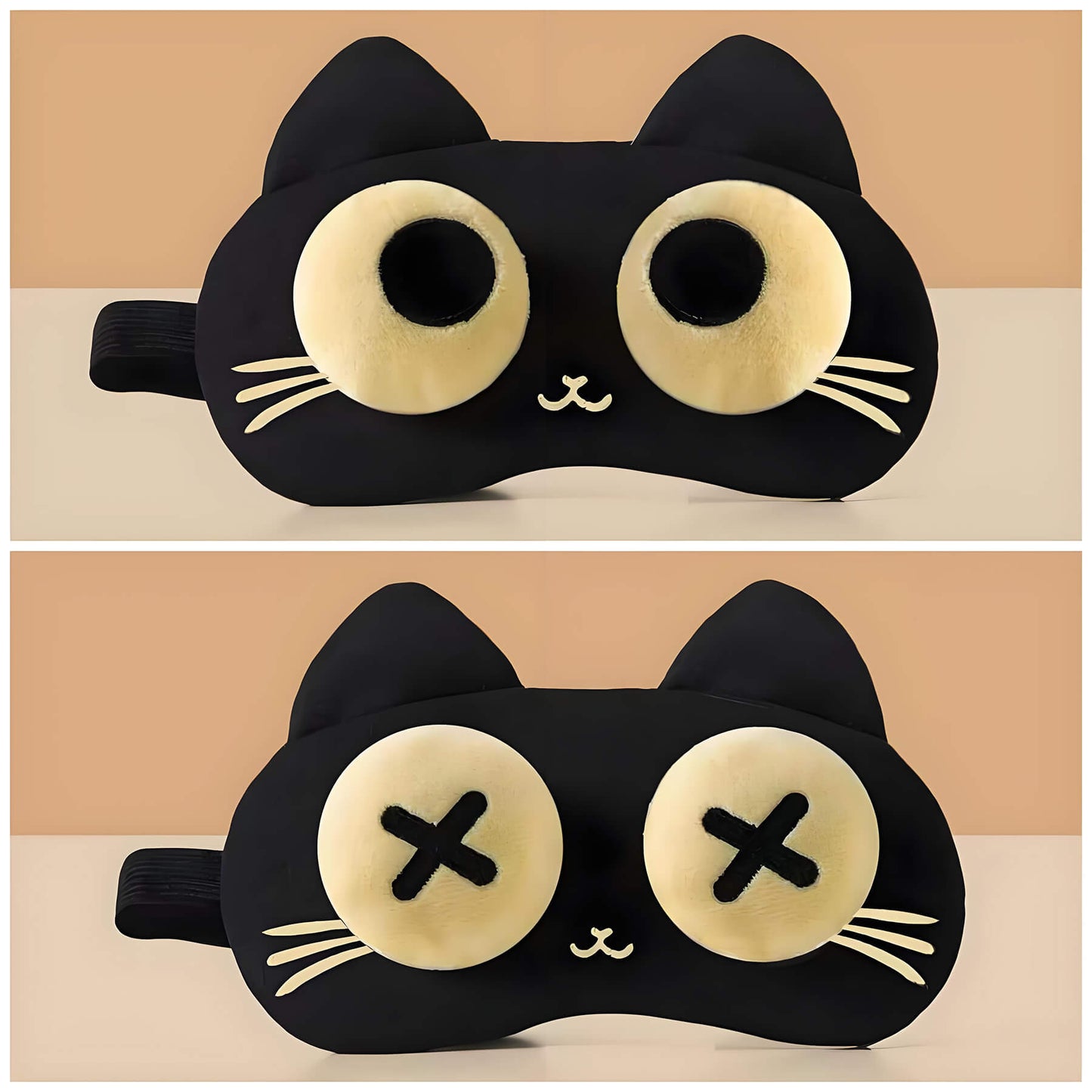 2 pattern 3d cat eye masks: open and giddy