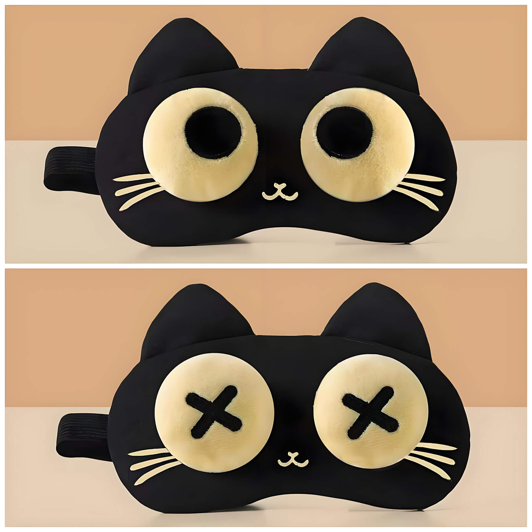 2 pattern 3d cat eye masks: open and giddy