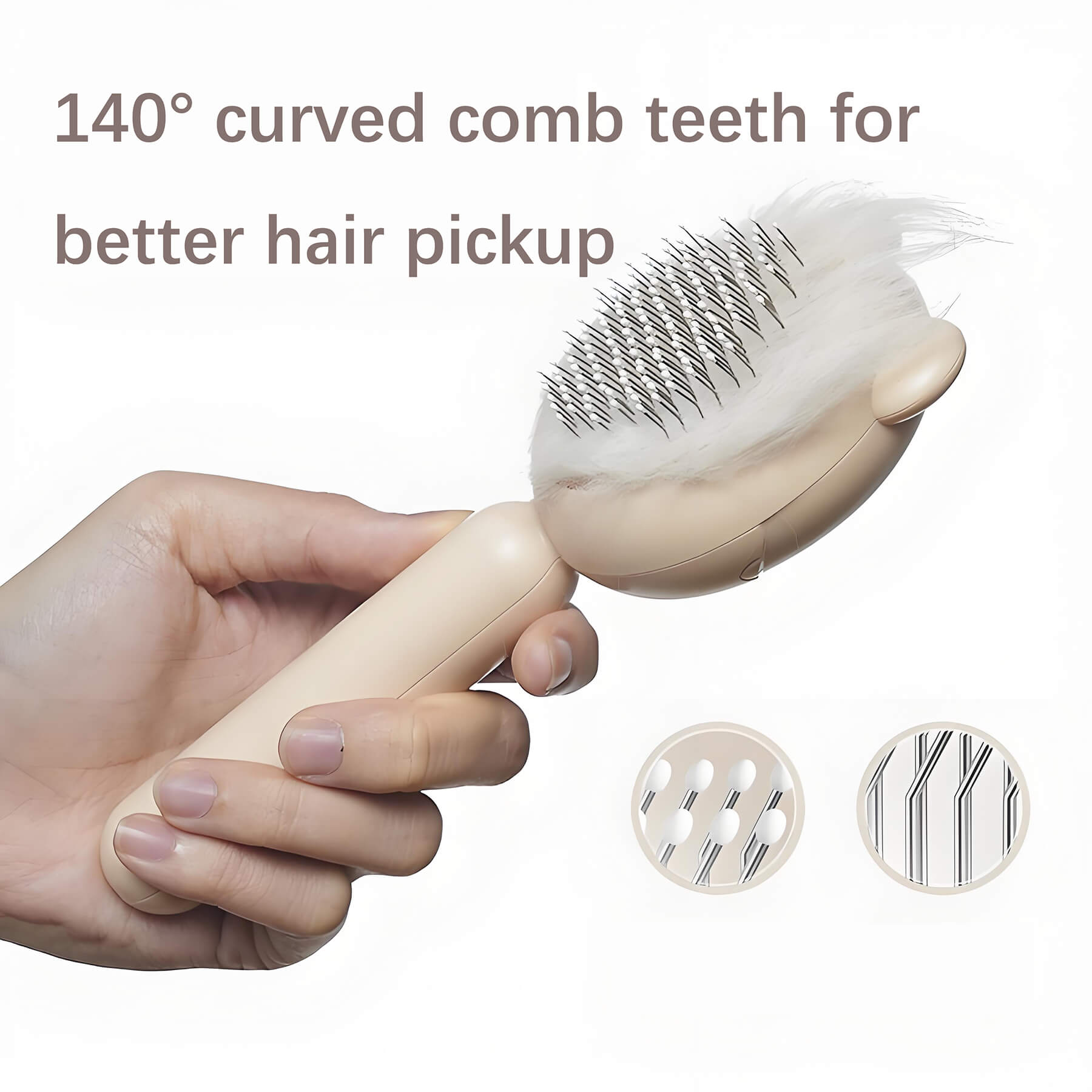 140° curved comb teeth for better hair pickup