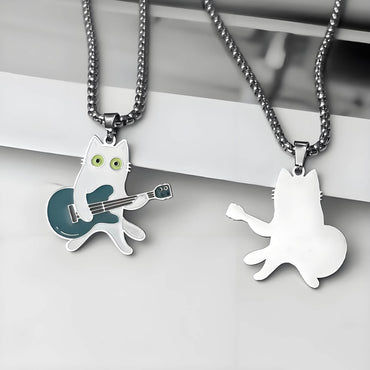 the cat pendant has clear printing back and front view