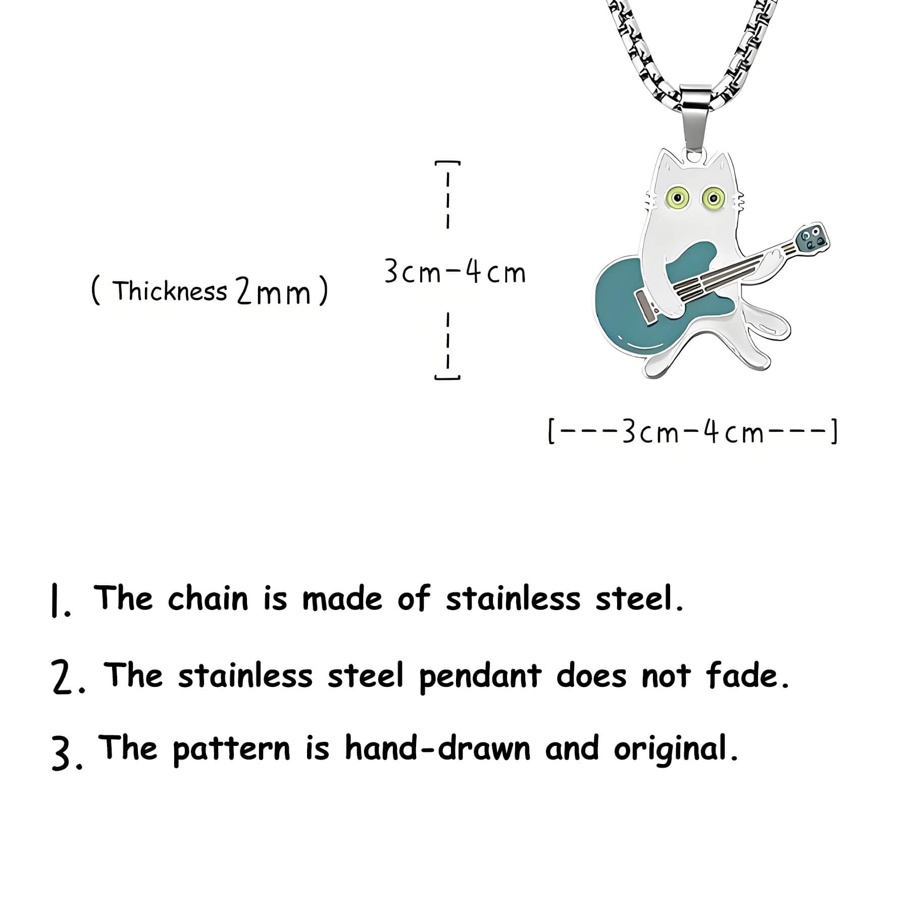 the cat pendant size 30*40mm, thickness 2mm