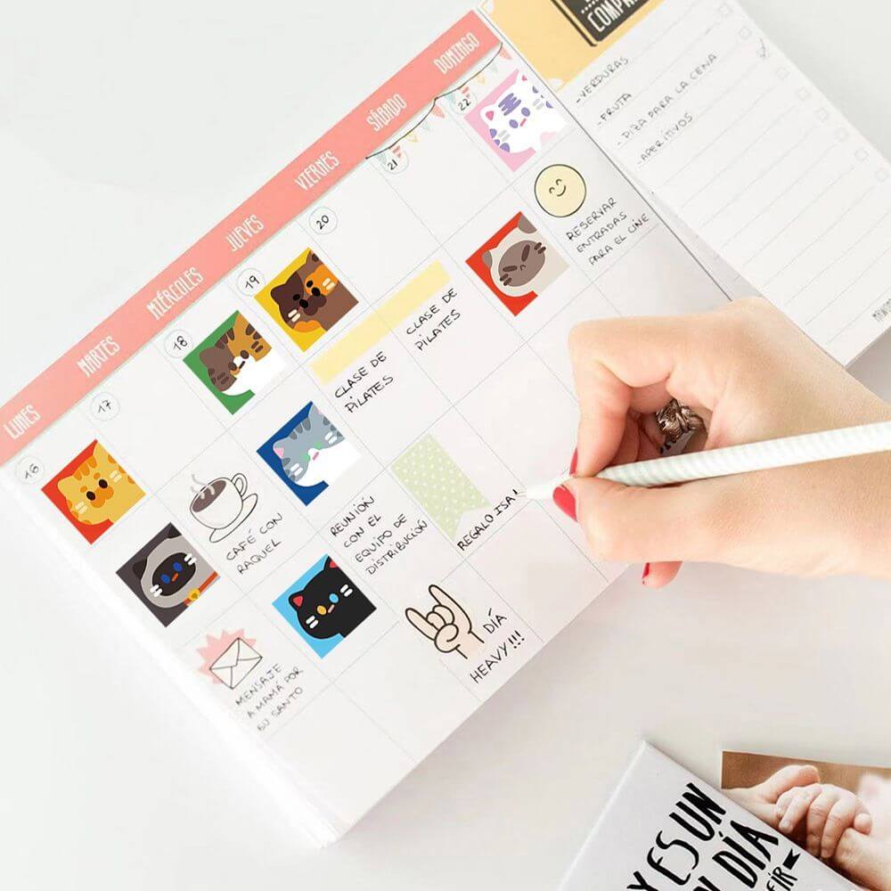 cat face stickers decor a calendar