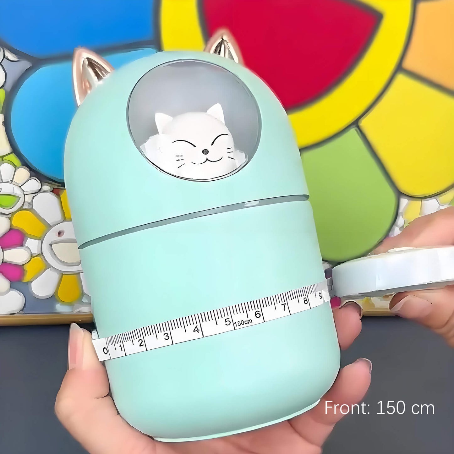 centermeter tape measure is measuring a cup