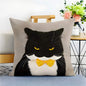 cow cat throw pillow with a angry face