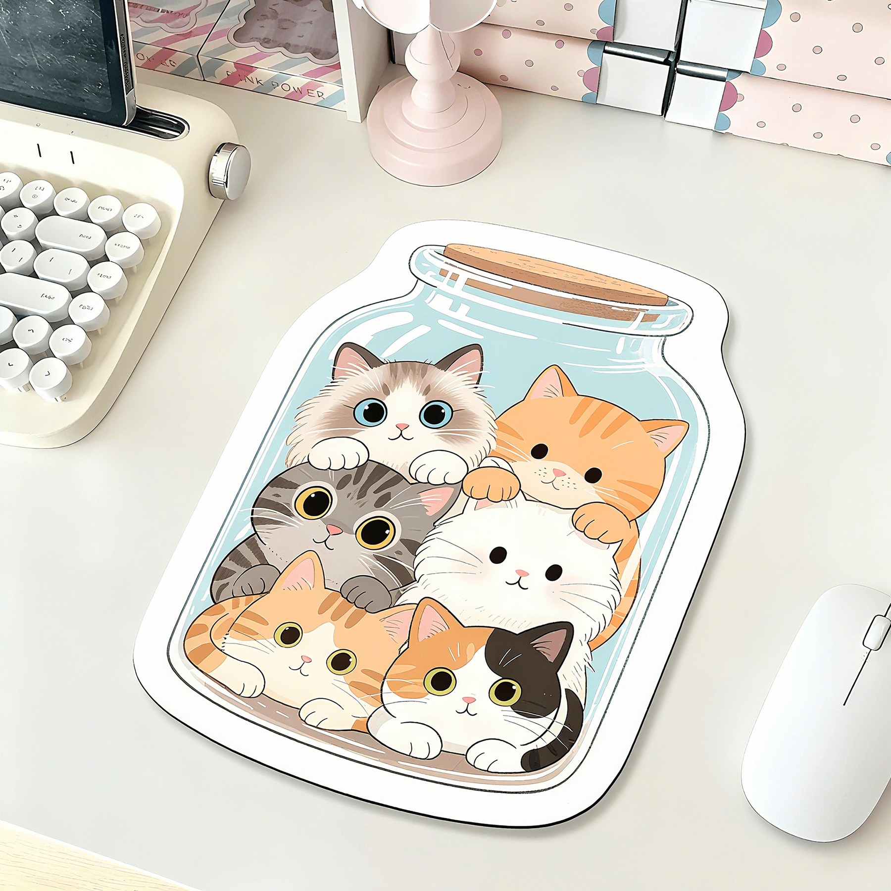 cute cartoon 6 cats mouse pad