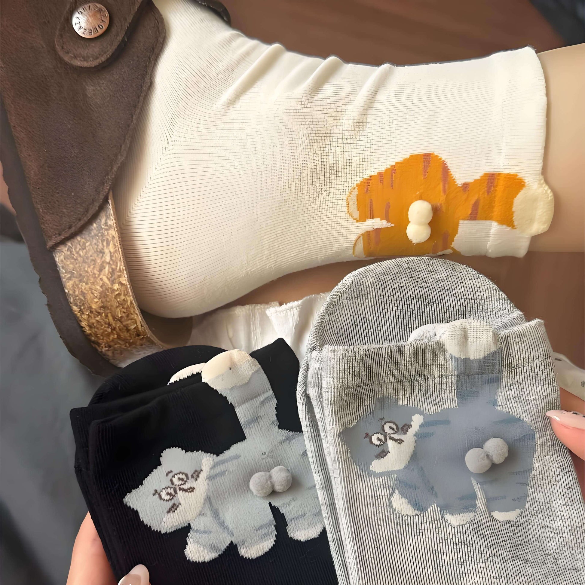 3 pairs of cute funny cat socks