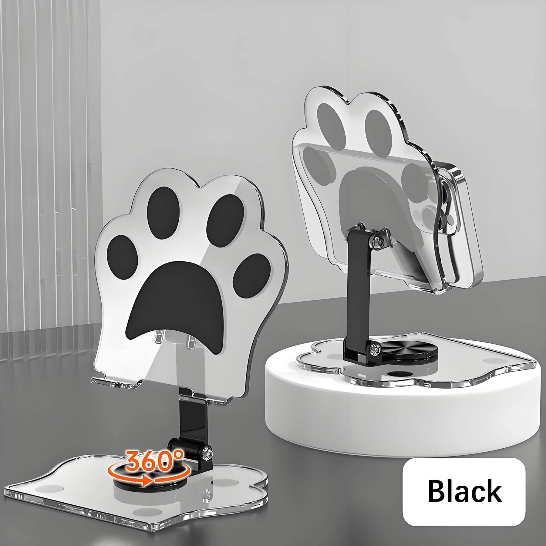 cute cat paw phone stand black