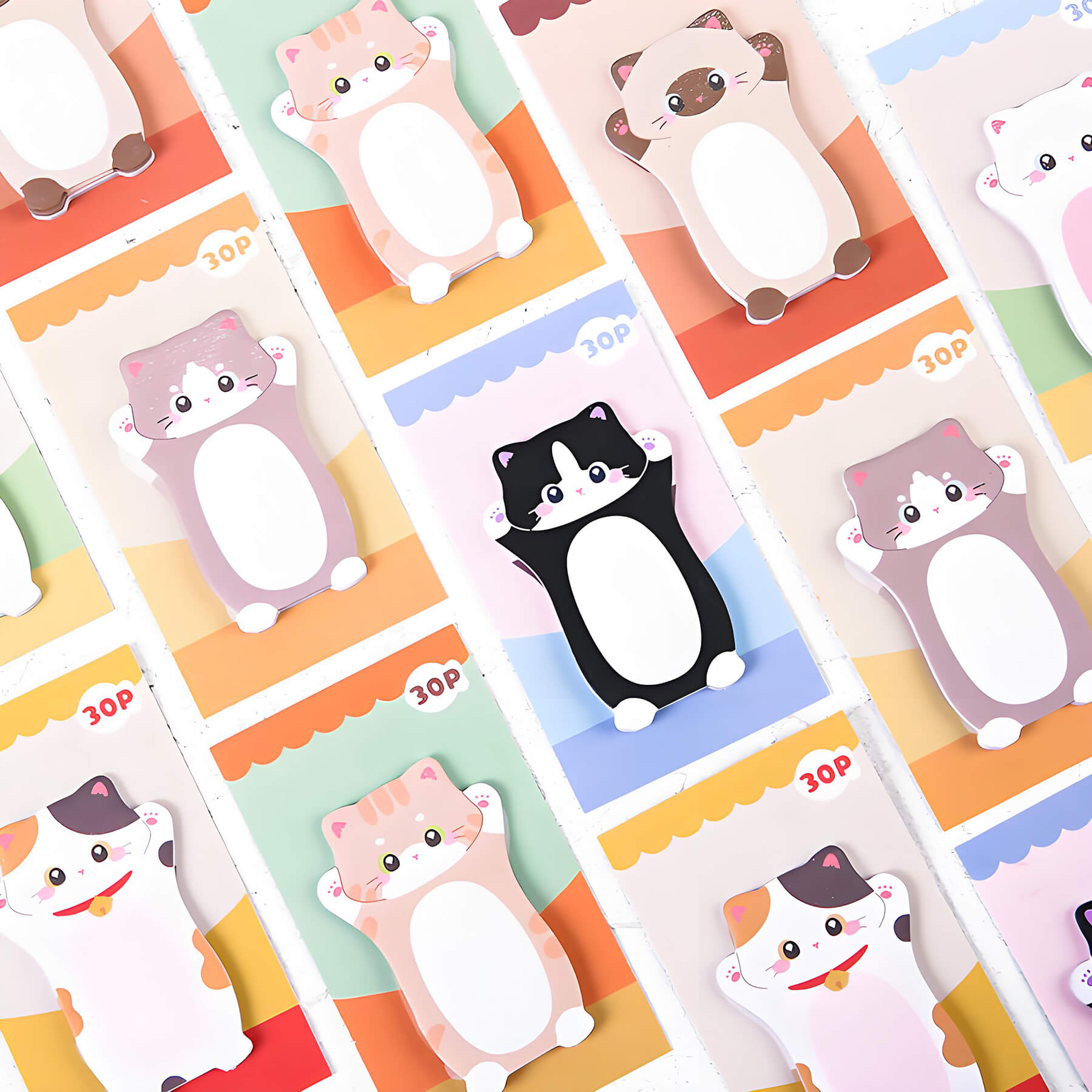 6 different cat sticky notes