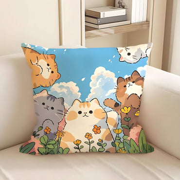 cute cartoon cats pillow: 5 cats watching you