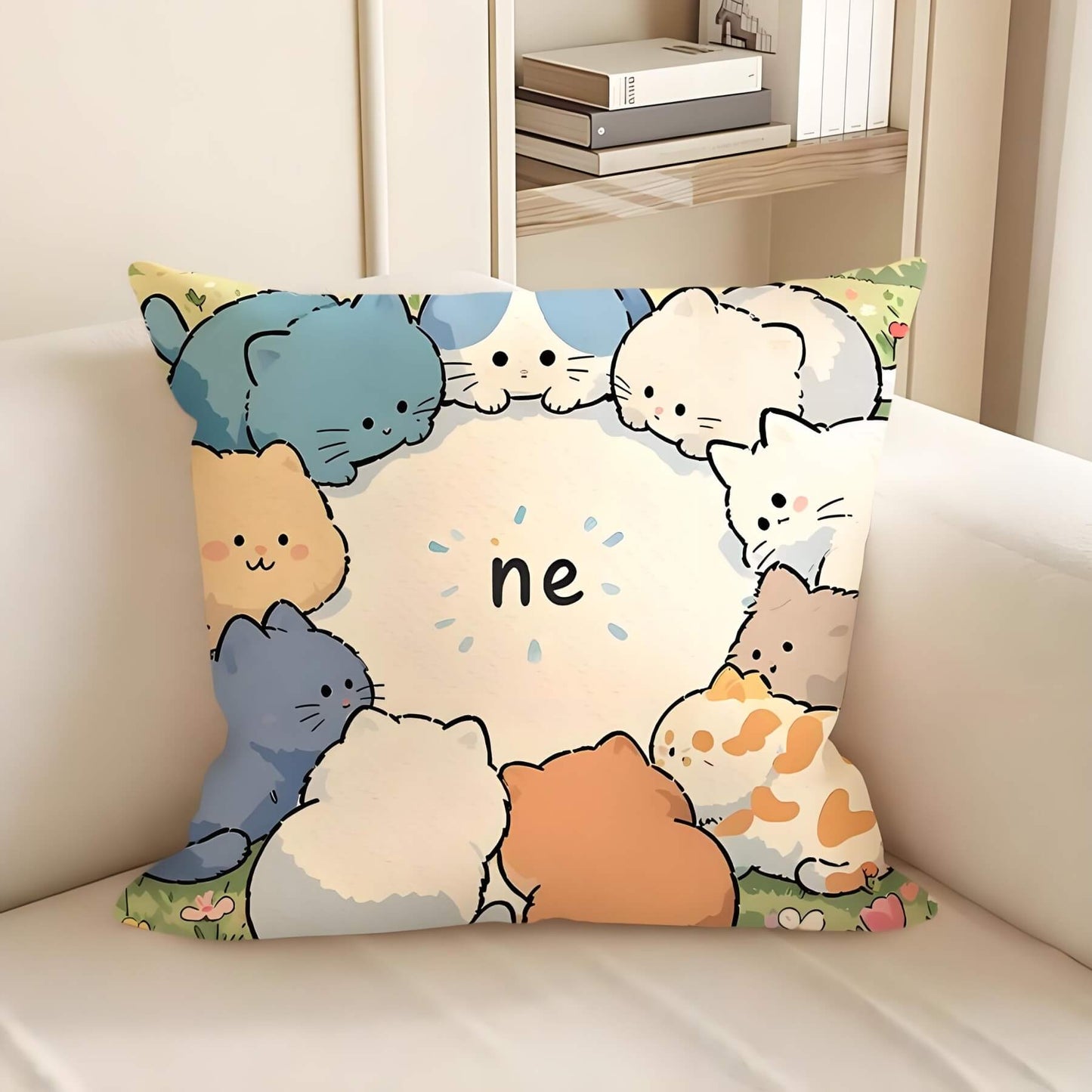 cute cartoon cats pillow: 10 cats formed a circle
