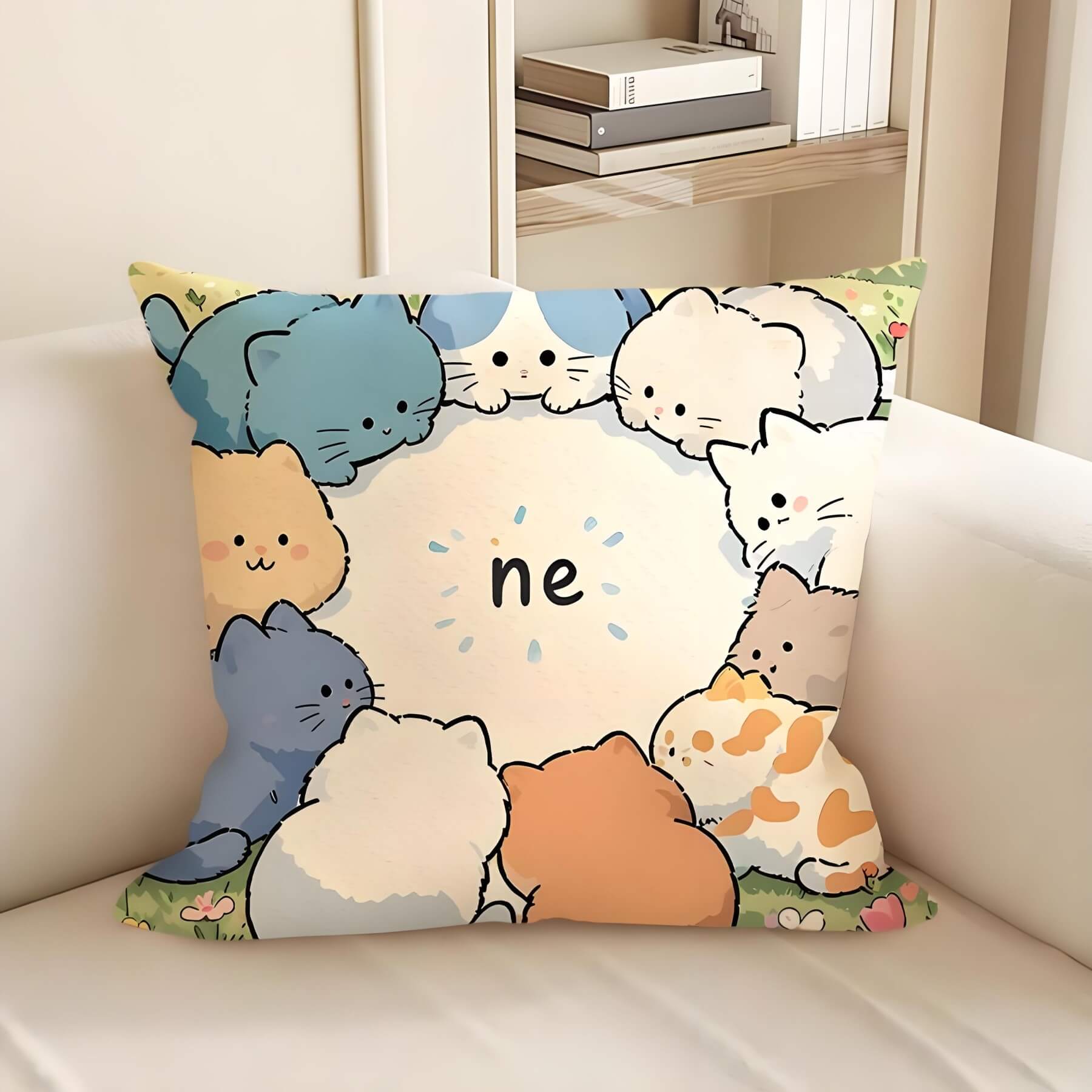 cute cartoon cats pillow: 10 cats formed a circle