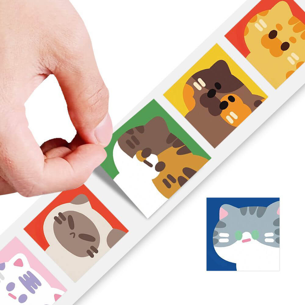 easy to peel cute cartoon cat face stickers