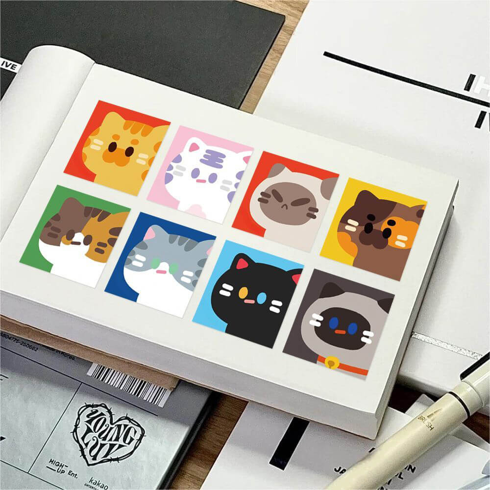 cute cat face stickers decor a notebook