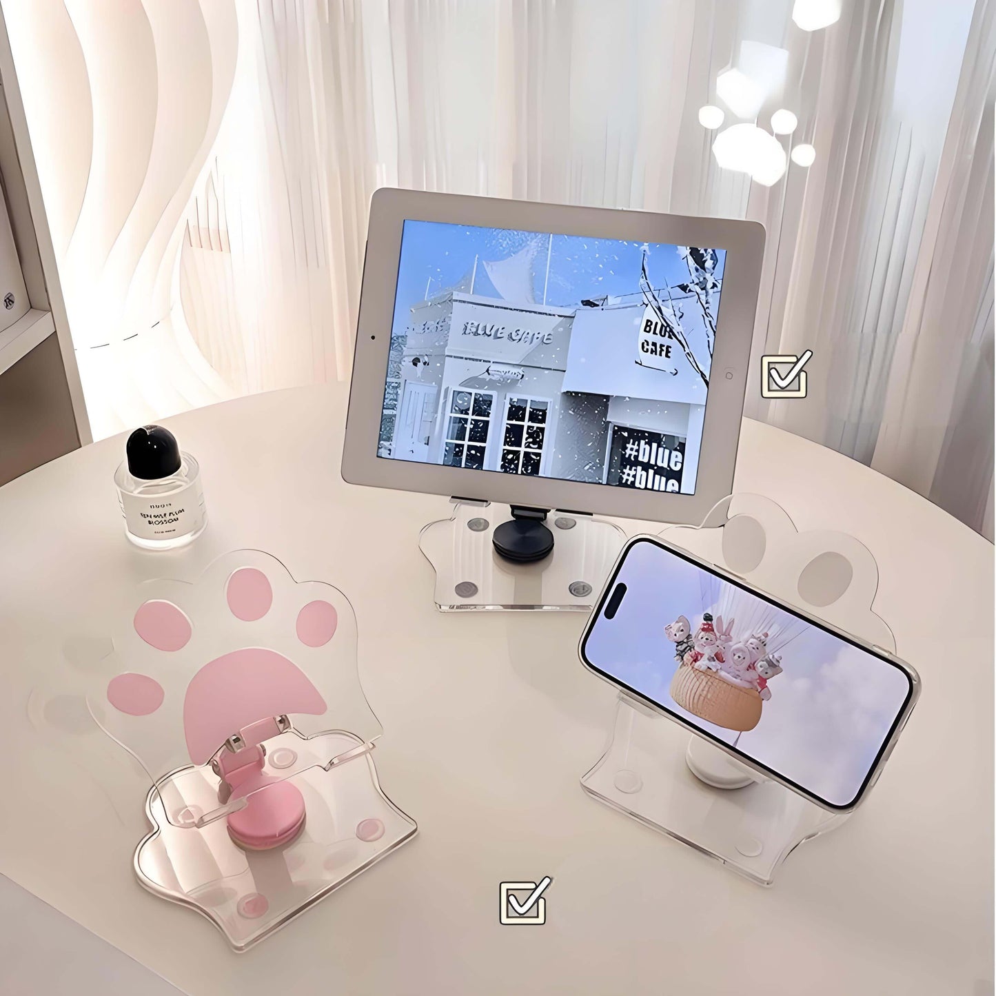 a iPhone and iPad Air is on the phone stand