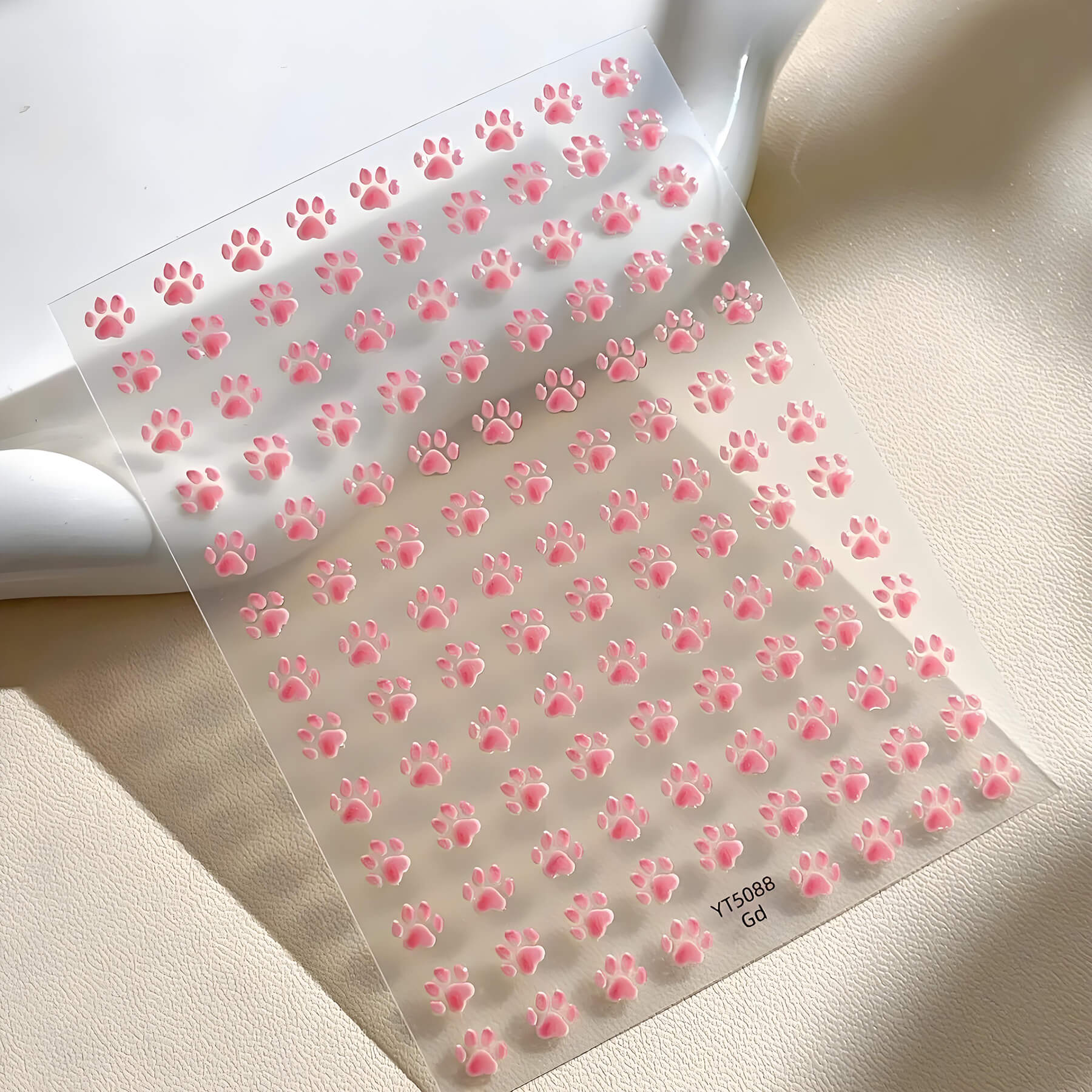 one sheet 3d pink cat paw nail stickers