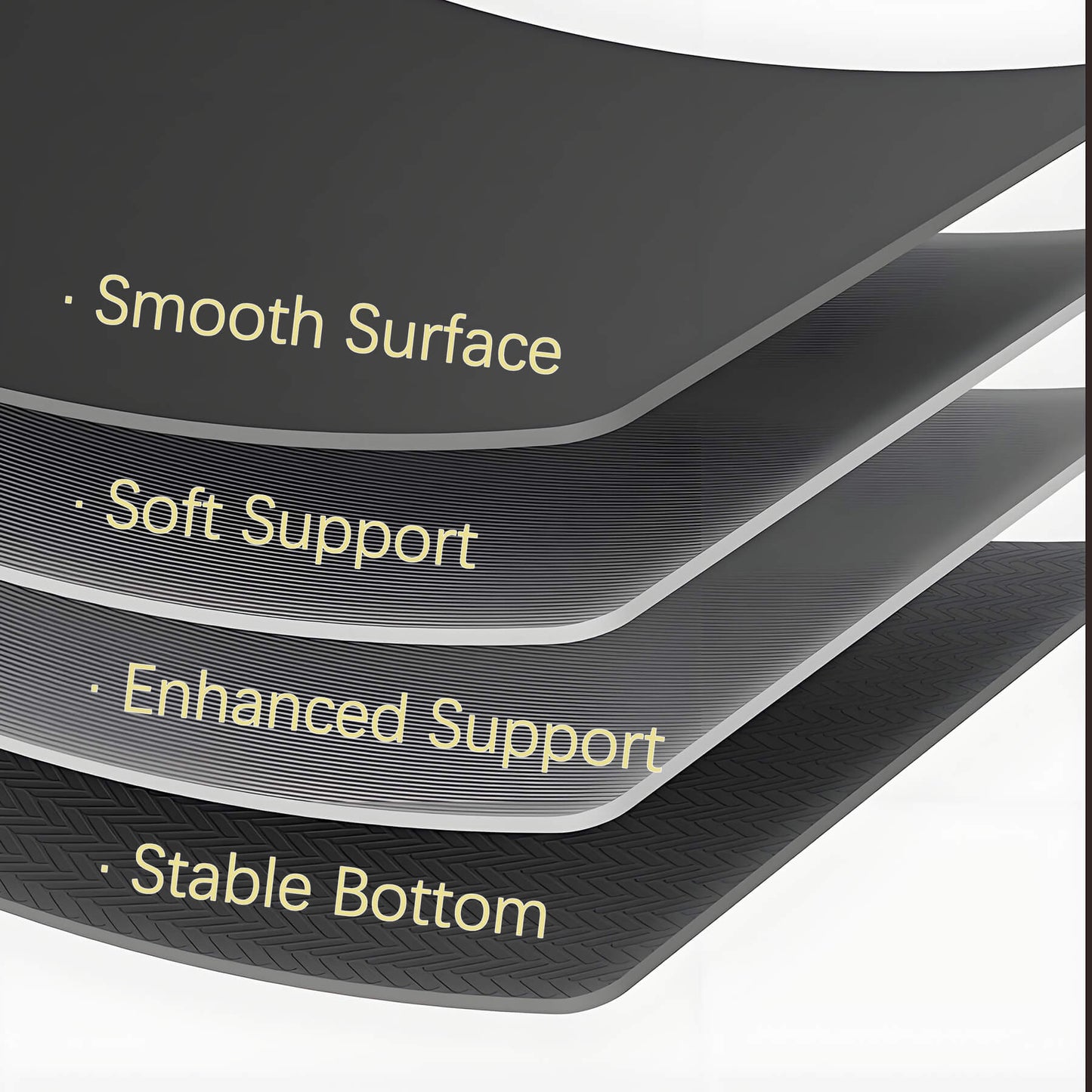 4 layer mouse pad: smooth surface, soft support, enhanced support, stable bottom