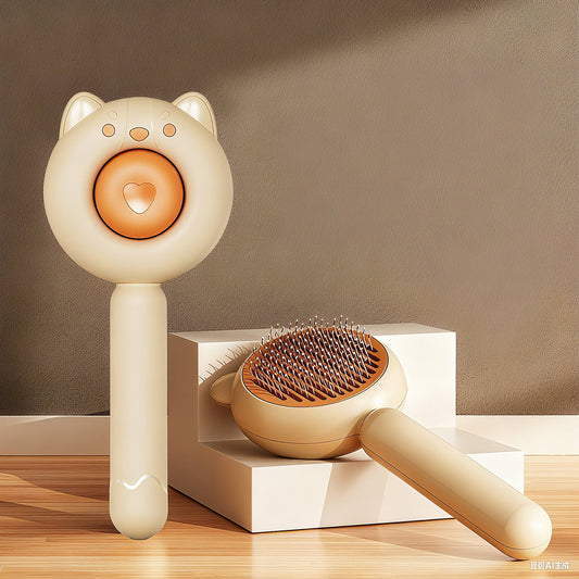 Self-Cleaning Cat Shedding Slicker Brush color beige