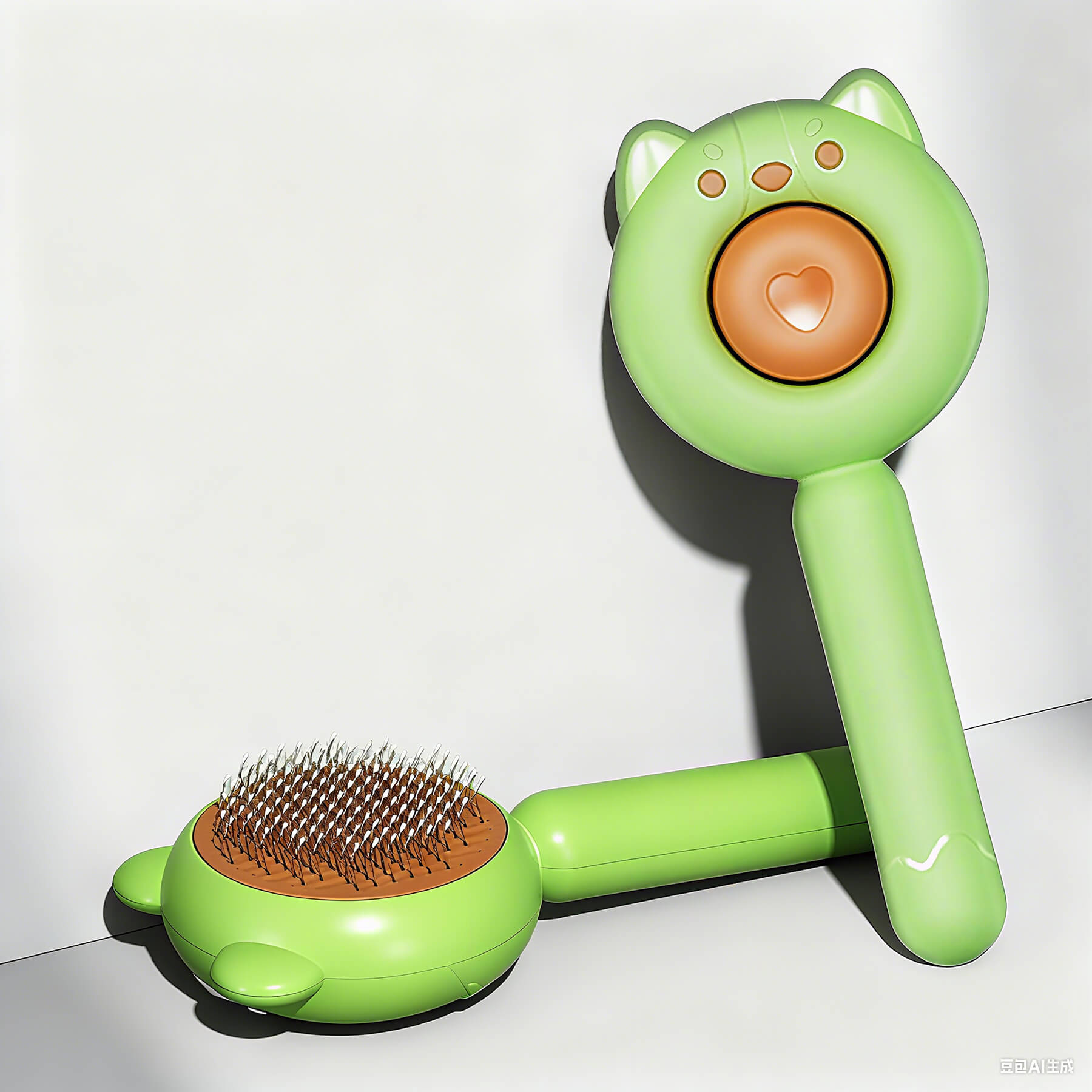 Self-Cleaning Cat Shedding Slicker Brush color green