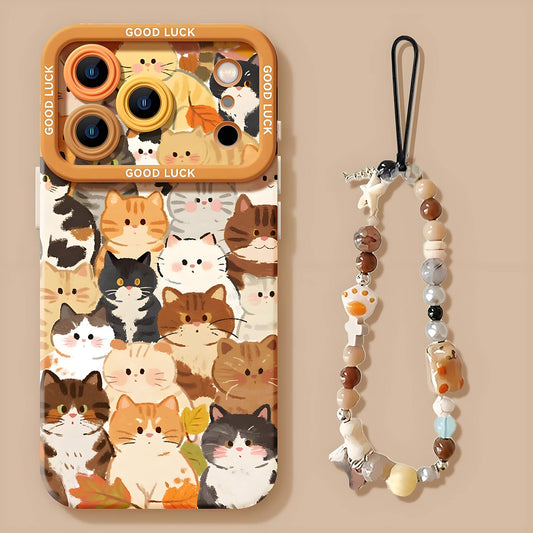 soft silicone cat phone case with strings for iPhone 17 iPhone 16