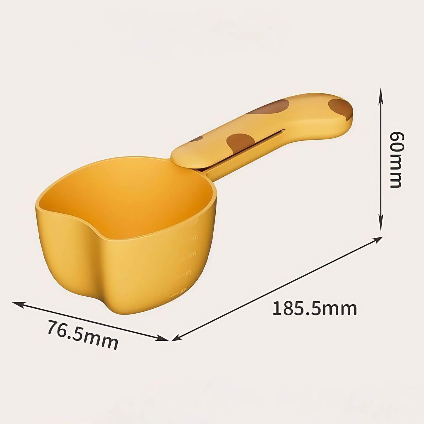 width 76.5mm, length 185.5mm, height 60mm