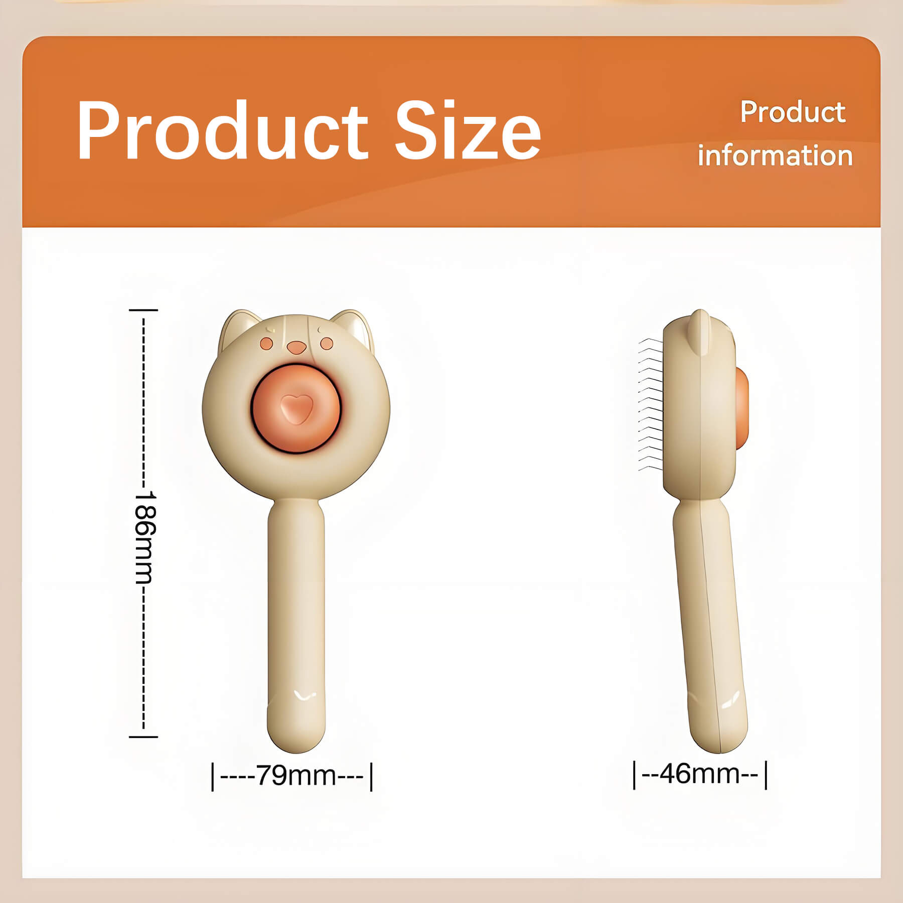 length 186mm, width 6mm of the slicker brush