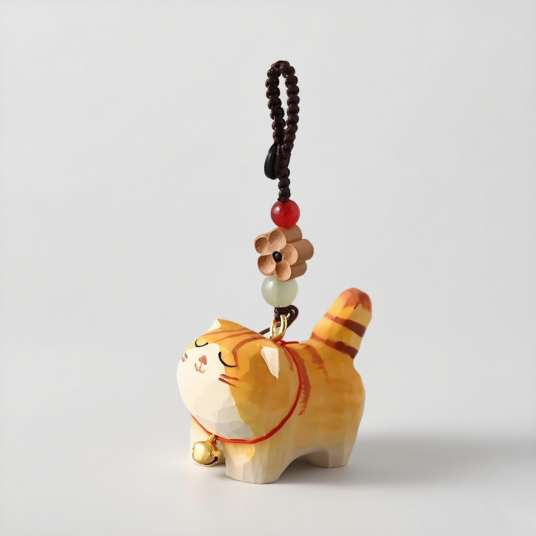 wood orange cat charm plum