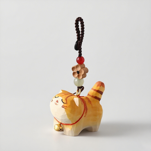 wood orange cat charm plum